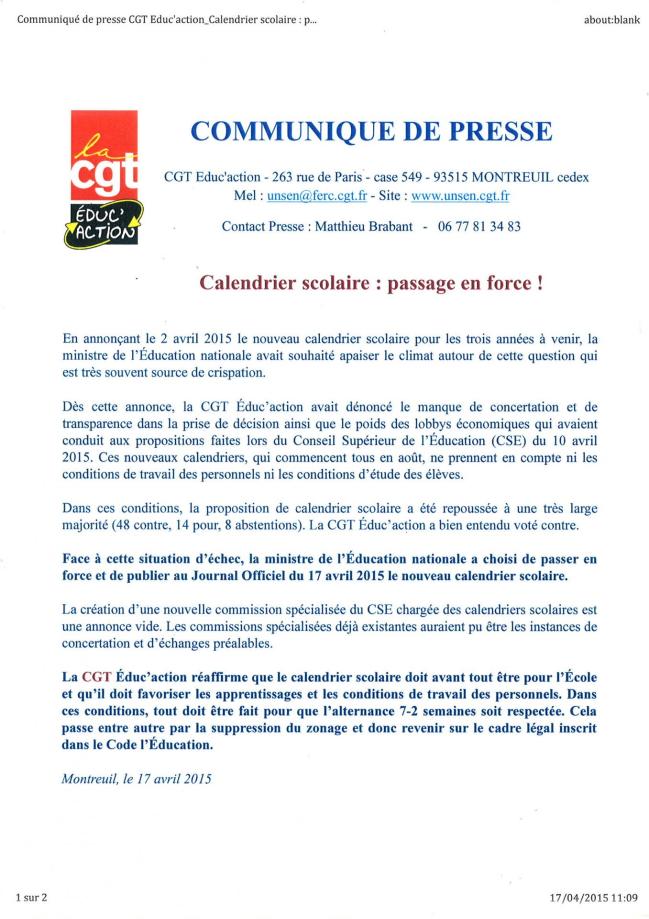 Calendrier scolaire passage en force