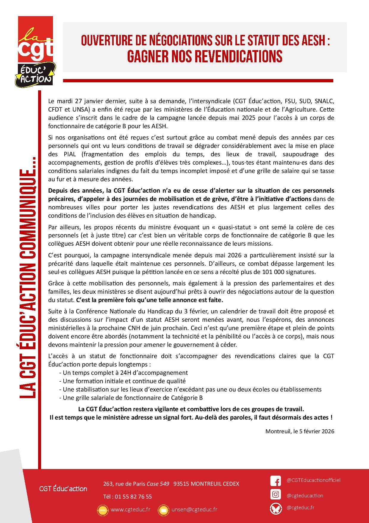 Communique de presse ouverture de negociations sur le statut des aesh gagner nos revendications page 001