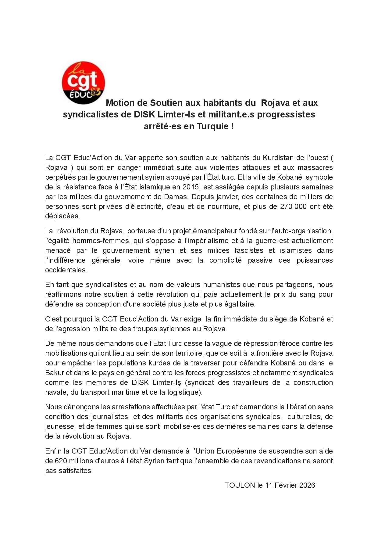 Motion de soutien aux habitants du rojava et aux syndicalistes de disk limter page 001