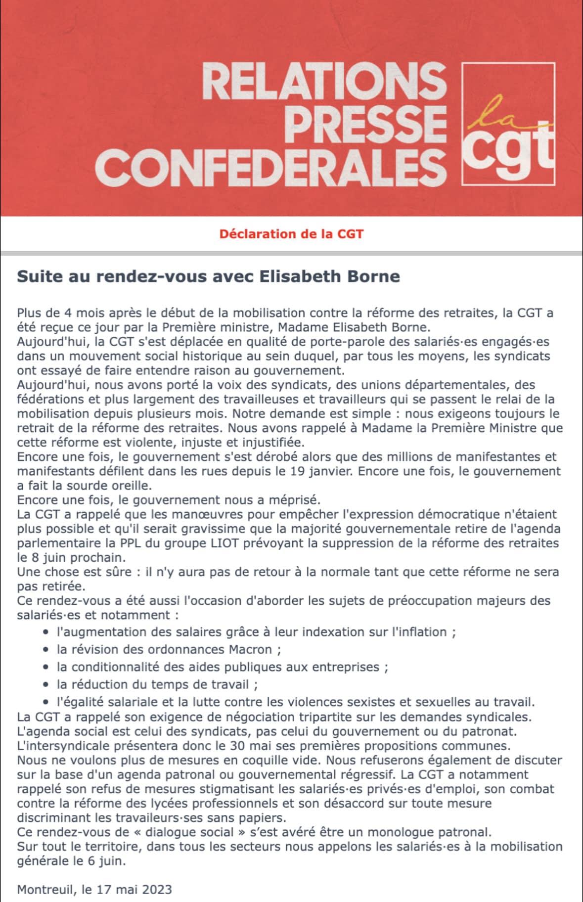 Suite au rdv avec borne